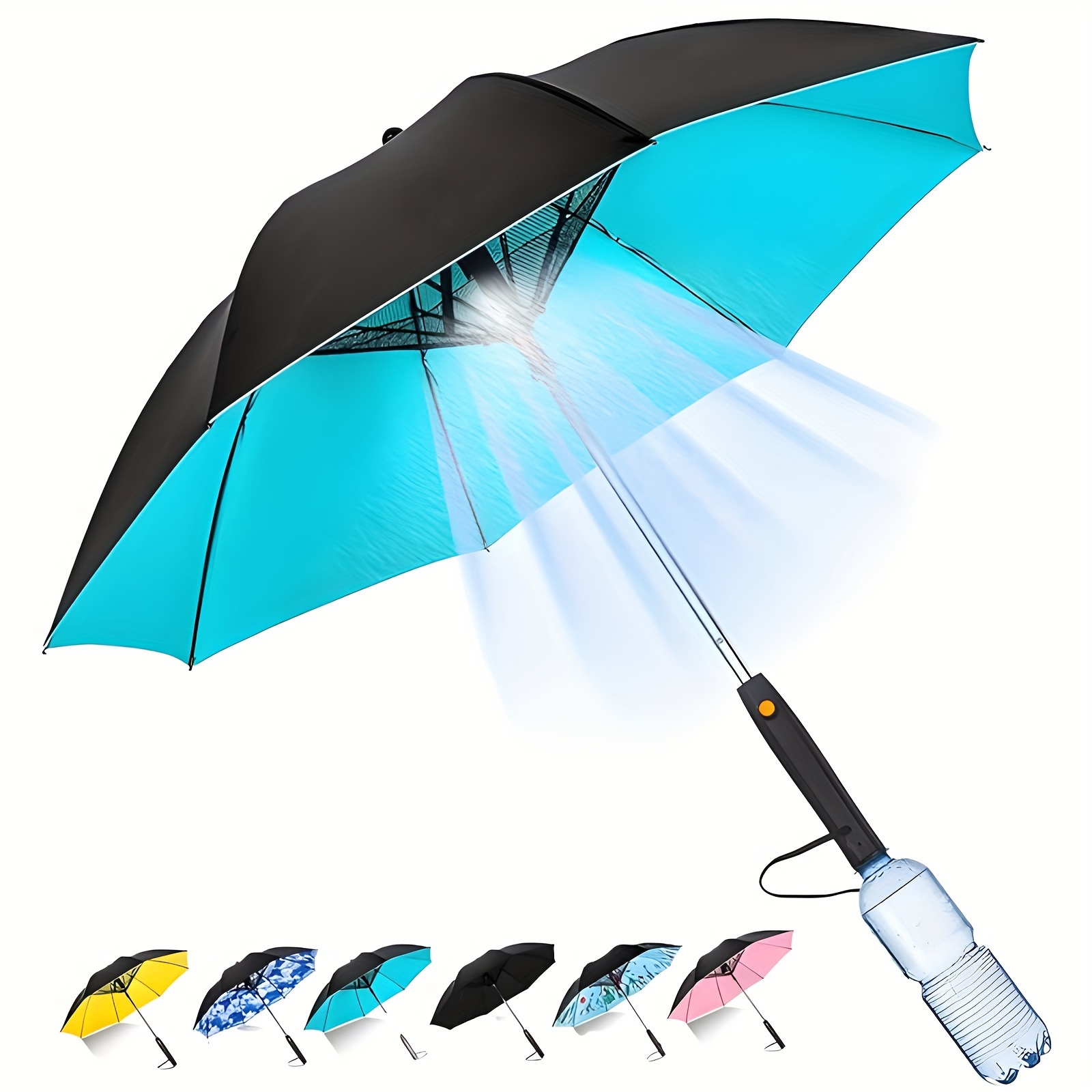 

1 Piece Of Uv Protection Umbrella With Fan, 3 In 1 Umbrella With Fan And Spray, Cooling Umbrella With Fan