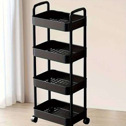 3 4 tier rolling storage cart household movable shelf with wheels multi functional floor organizer for room bedroom snack sorting storage rack