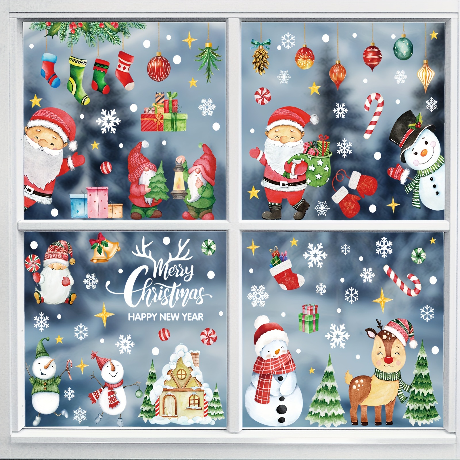177 stuks kerst raamstickers, 10 vellen kerst sneeuwvlok stickers sneeuwpop kous raamstickers, kerstman raamstickers voor ramen glas, winter raamstickers, kerstversiering feestdagen