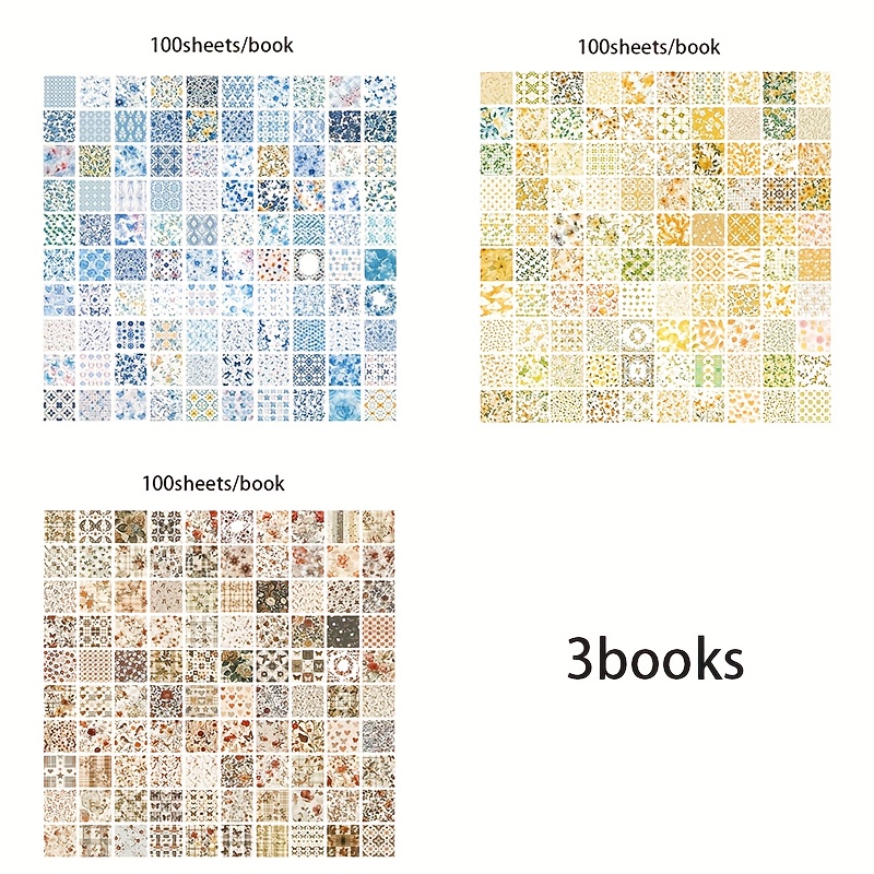 Image of 100pcs/bag Material Paper Small Size Floral Series Stickers Material Book Retro Non-adhesive Cutting Thin Notes Thin Decoration Junk Journal Handmade Origami