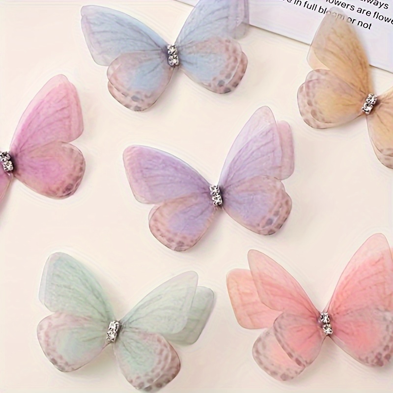 

100pcs Assorted Gentle Pastel Sheer Butterfly Decorations, 3d Craft Butterflies For Diy Projects, Nail Art, And Photography Props