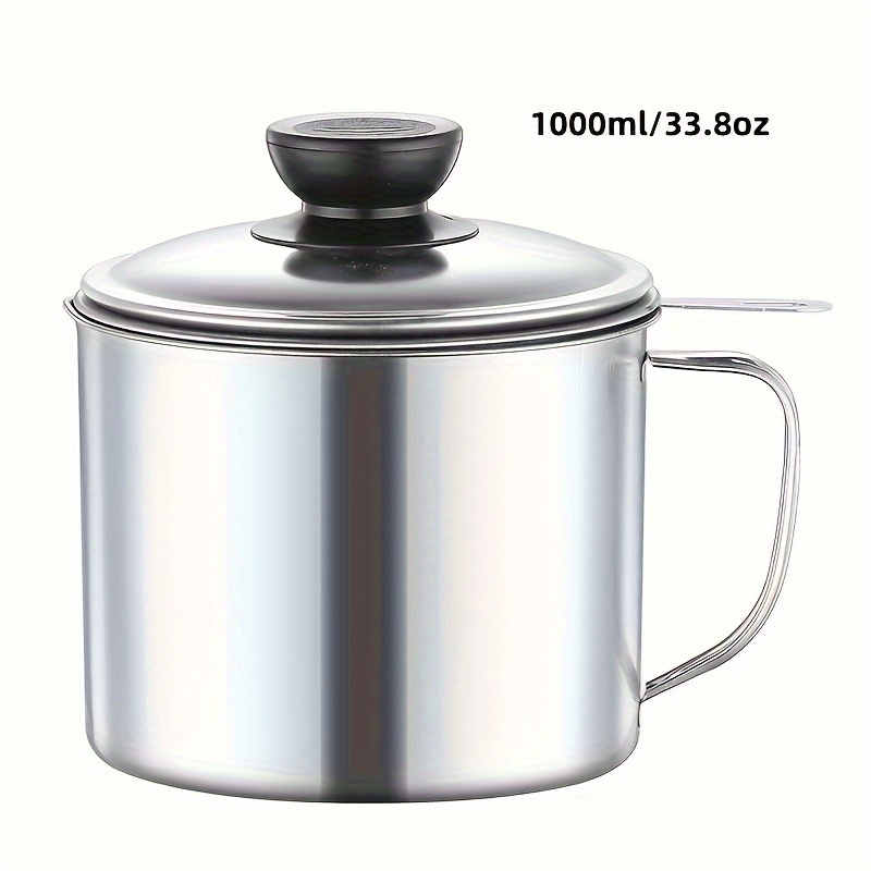 E-shop 1 Stück 304 Edelstahl Öl-Sieb Topf mit Filter & Staubschutzdeckel - Kochölkanne, Aufbewahrungsbehälter, für , Frittieren,