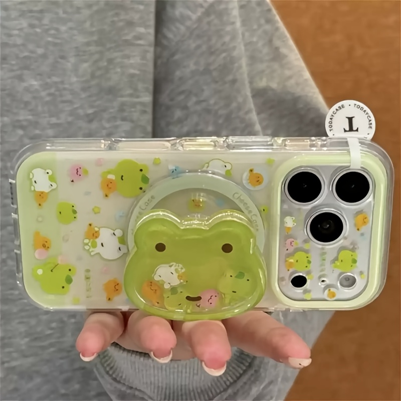 TEMU Support de téléphone magnétique adorable de grenouille à grosse tête et fesses vertes, support de bureau portable, mini accessoire de téléphone