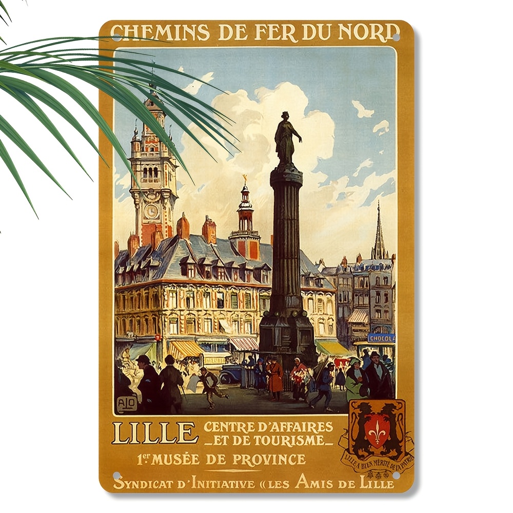 

Affiche de Voyage Française Vintage, de Fer Place Principale , Panneau Métallique de 8x12 Pouces pour Café, Bar, Décor de Club, 2D, pour la Décoration de Chambre