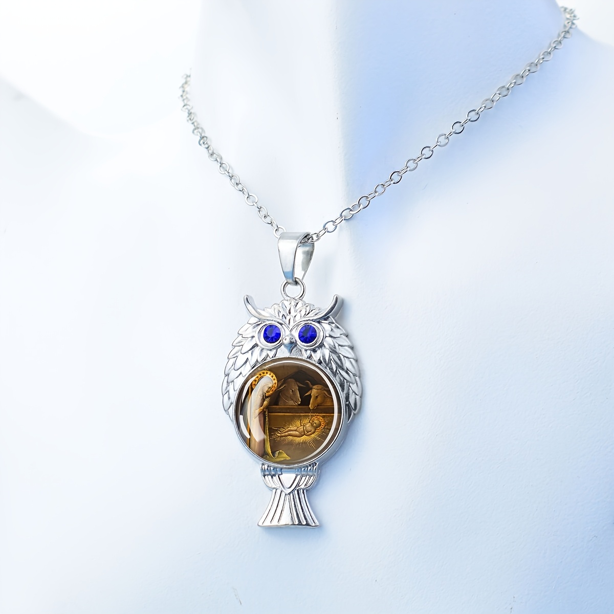 Owl Pendant Necklace, Nativity Theme Spiritual Gift