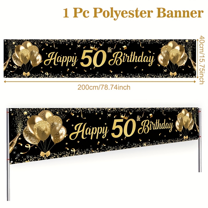 Image of 1pc 1pcs 50th Birthday Banner For & - Elegant Balloon Number 50 With Balloons - Hanging Sign For 50 Years Old Party Decorations, Birthday Party Decor Suitable For Birthday Party Decorations
