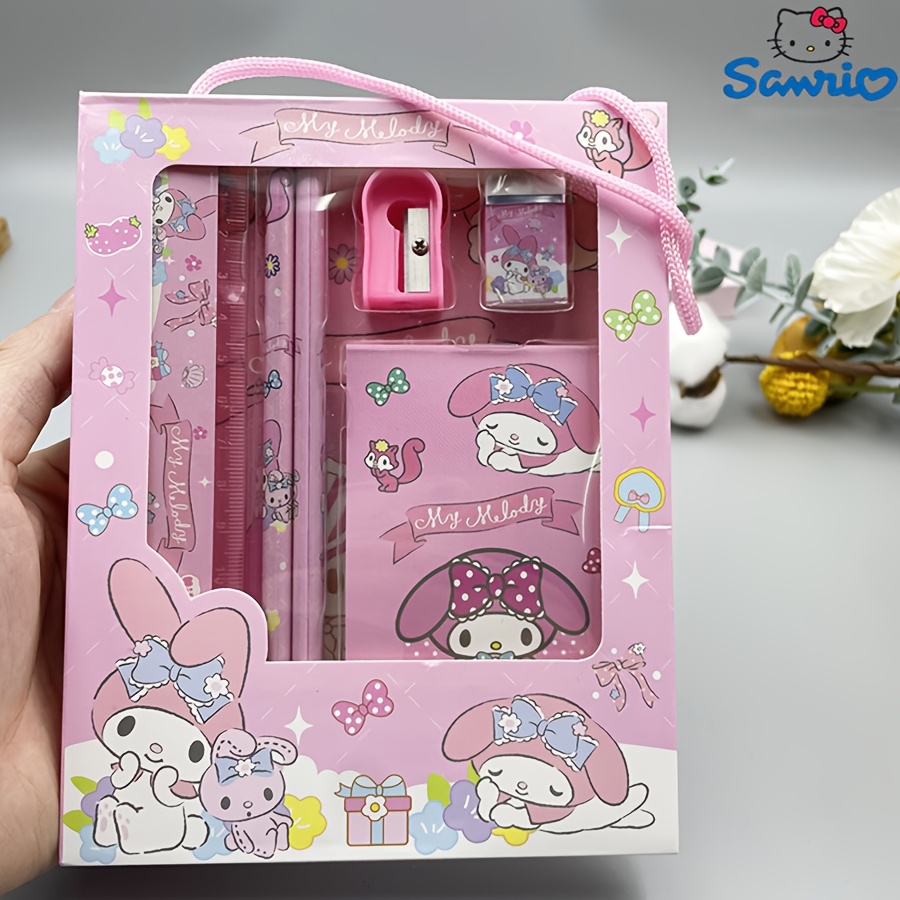 For Hello Kitty, For Kuromi For My Melody Stationery Set, Including Notebook, Pencil, Ruler, Sharpener, Eraser Set, Birthday School Supplies Gift Box, Student Prize, Back To Gifts