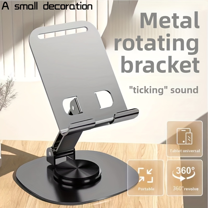 item picture aluminum alloy phone stand waterproof 360 rotating desk mount with   adjustable foldable design for office and bedstand use