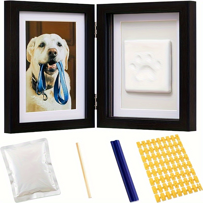 

Print Photo Frame With Clay Kit, Making Kit, Cat Or Dog Memorial Keepsake Gift, Décor, Wooden Tabletop Picture Frame, Espresso