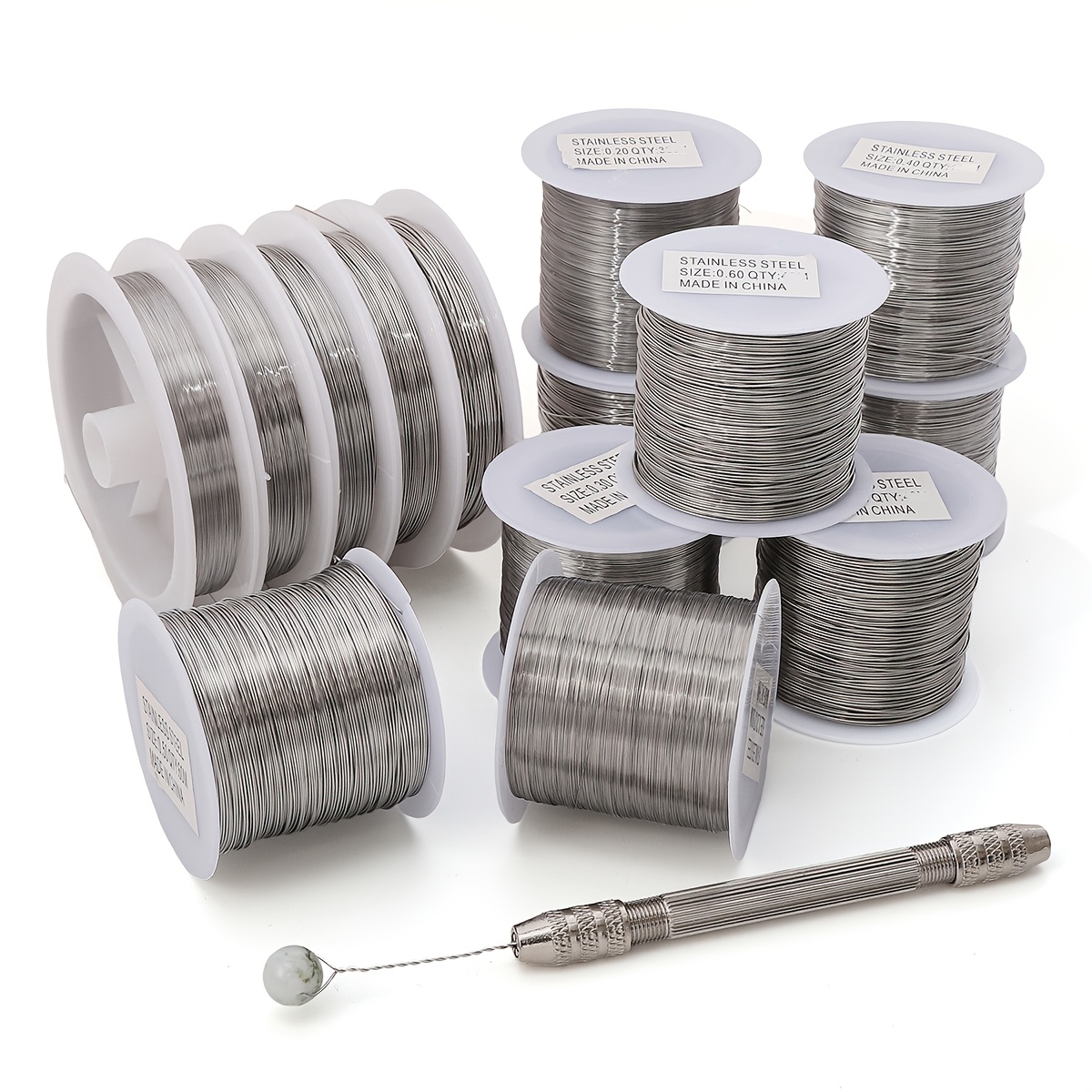 

Maker, Stainless Steel Beading Wire - 1 Roll, Assorted Sizes (0.2-0.6mm), Non-elastic Craft & Jewelry Making Supplies For Diy Projects