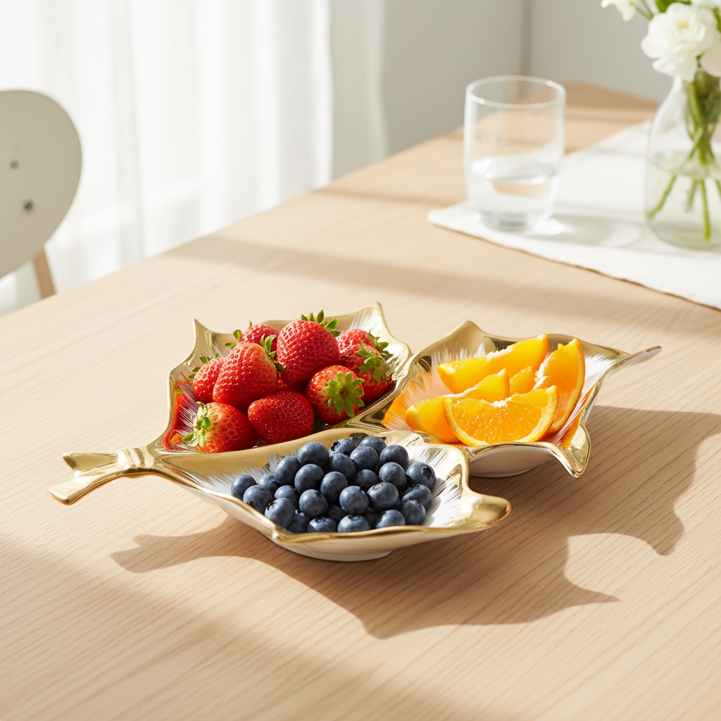 Premium 3-Compartment Ceramic Porcelain Serving Tray, Divided Serving  Dish for Fruit, Nuts, Candy, Appetizer, Snack, Elegant Food Plate fo