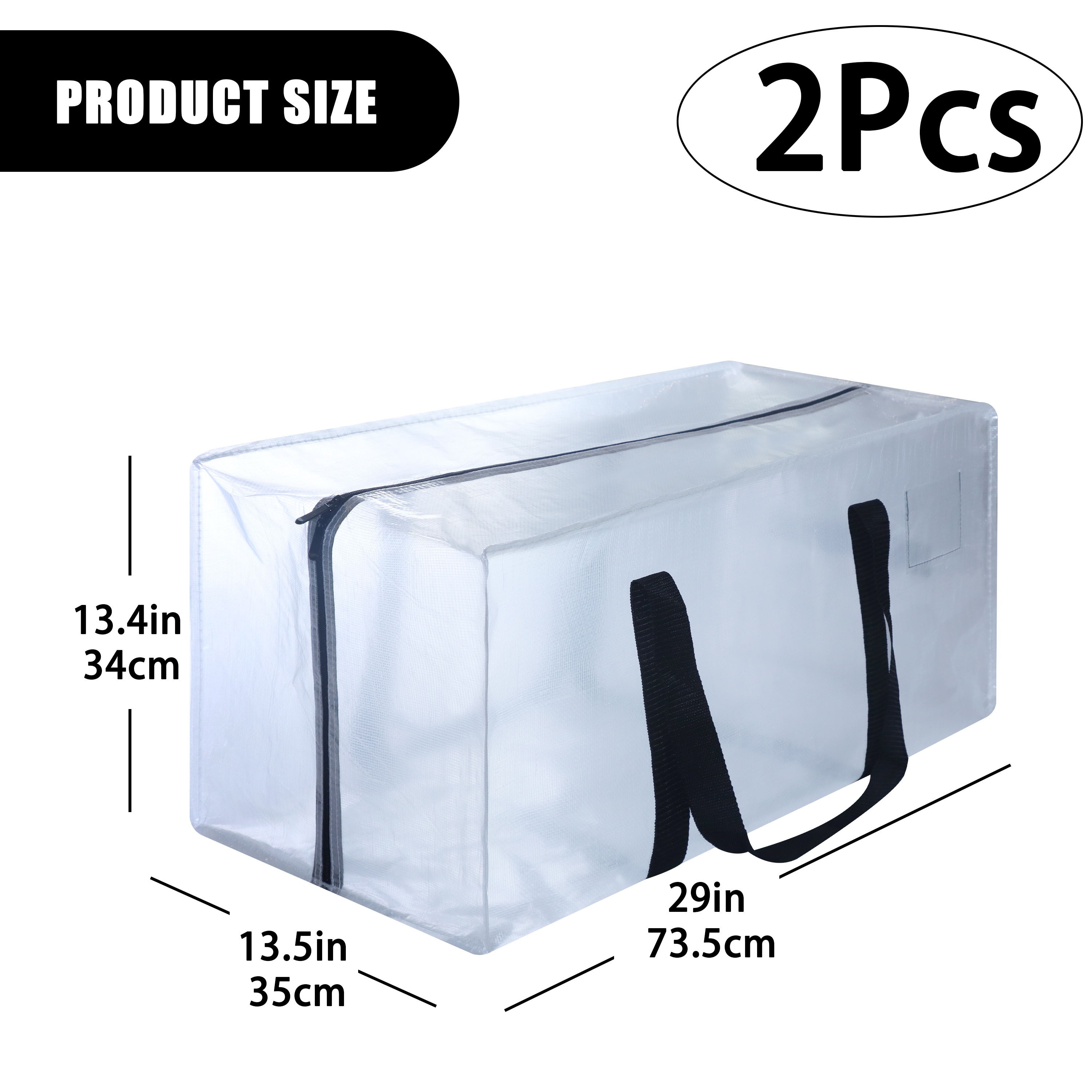 TEMU 2pcs Large Pink Moving Bags - Durable, Fabric Storage With Side Handles & Tag Pocket - 7 Styles - Ideal For Clothes Organization, College Dorms,