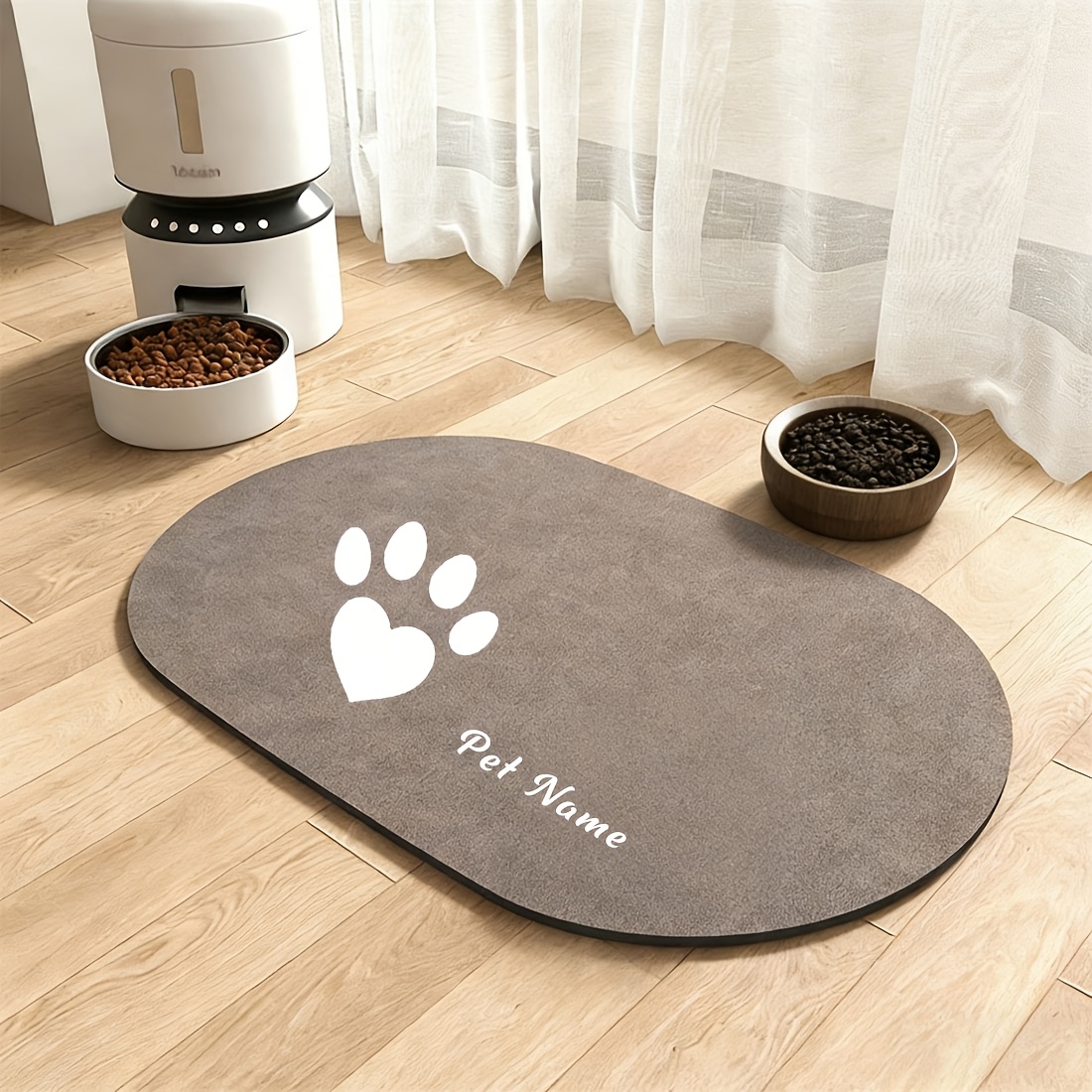 Customized Pet Feeding Mats with Paw Print Design