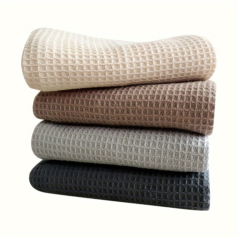 

4pcs Waffle Weave Cotton Dish Towels - Ultra Absorbent, Thick Kitchen Rags For Cleaning & Drying, Modern Solid Color Design Cotton Kitchen Towels