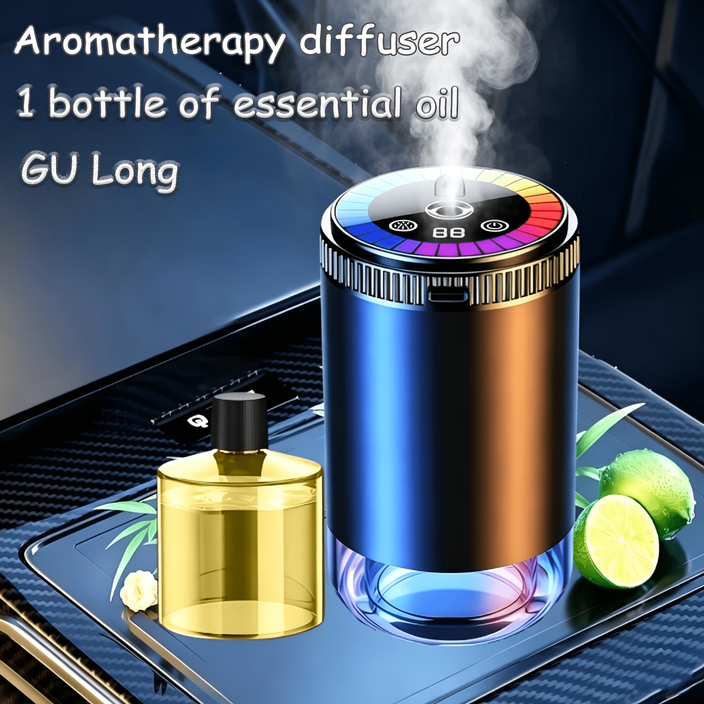 TEMU Diffuseur d' de voiture à capteur intelligent, diffuseur de parfum atomisé silencieux, lumière colorée, d'air de voiture, démarrage et arrêt en