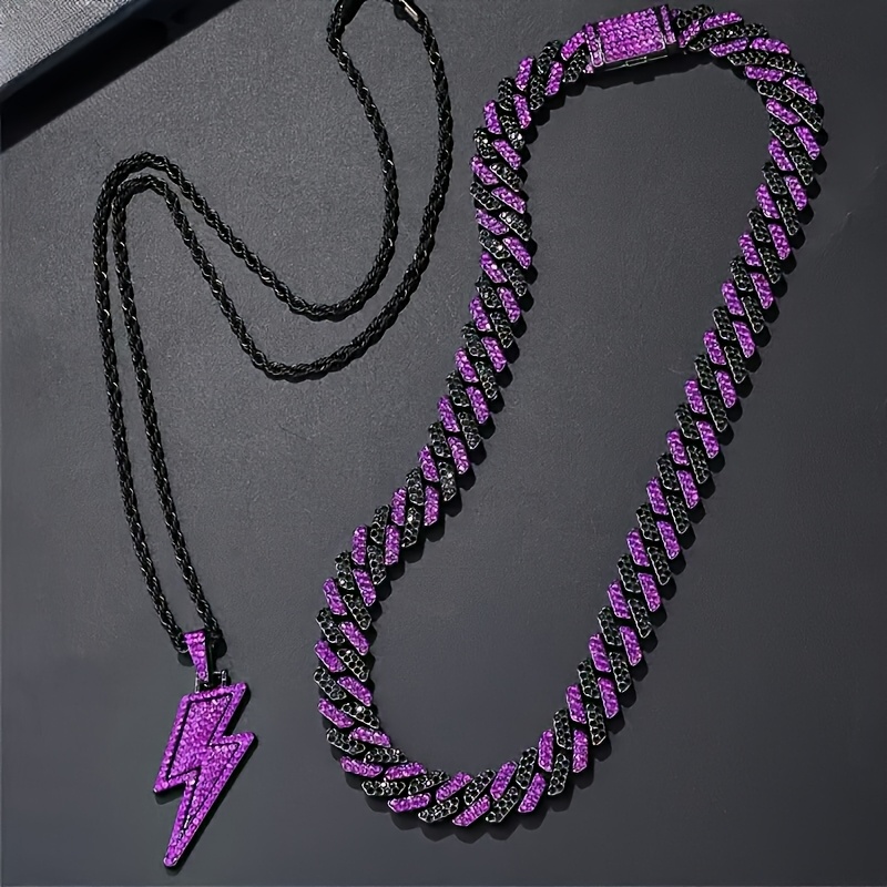 purple cuban link chain sold on Temu United States