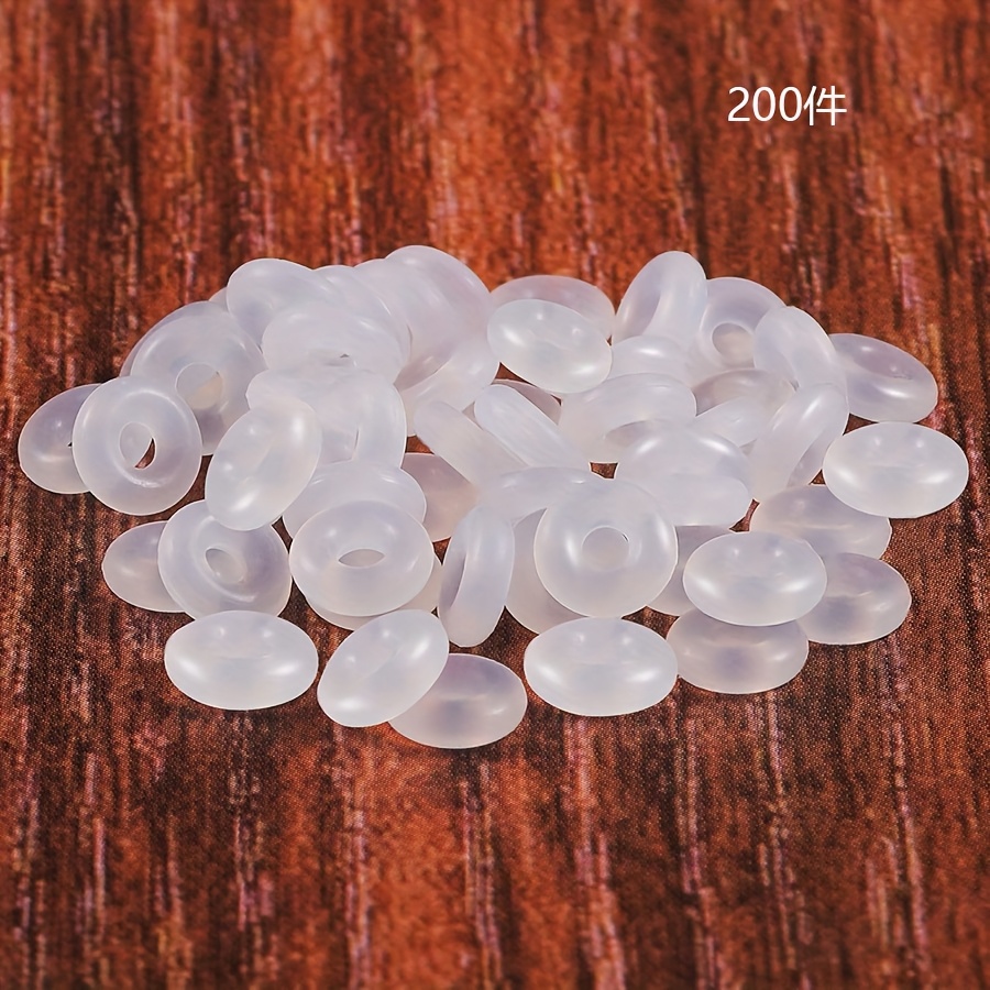 200pcs Silicone Stopper Rings Transparent O-shaped Rubber Spacer Beads For Bracelet Necklace Making Accessories
