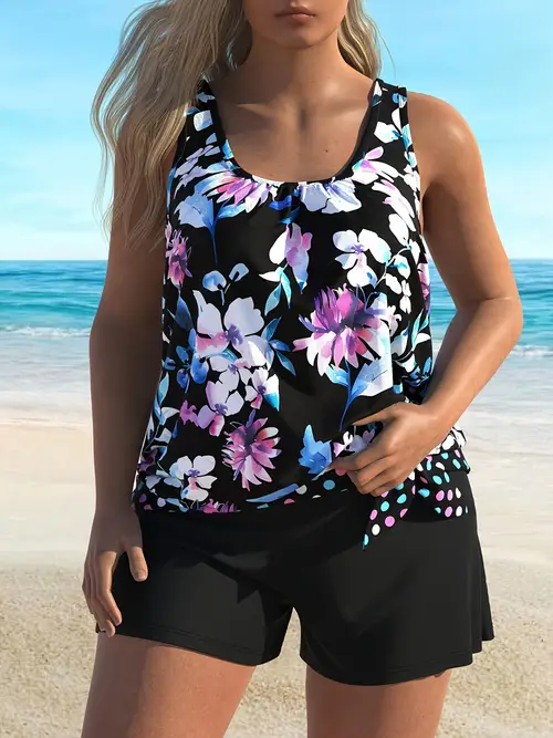 women plus size tankini set swimwear suit bathing suit