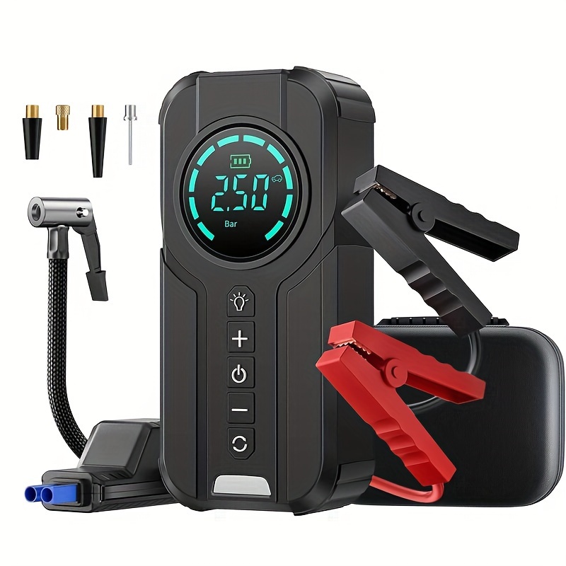 

10400mah Car Emergency Start Power Pump With Power Bao 150psi For Motorcycle Bicycle Ball Air Cushion Bed Intelligent Digital Display Pump 12v Portable High-power Inflator Mobile Power Supply