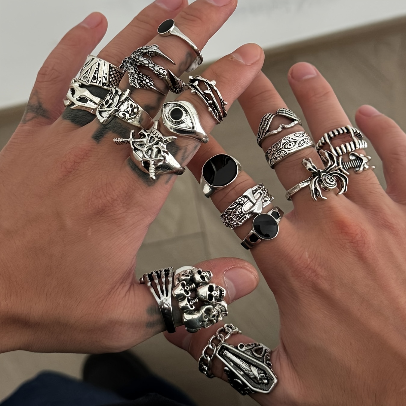 20pcs set vintage spider skull ring set dark punk vintage - Temu