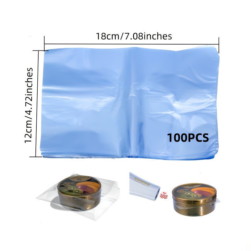 TEMU 100pcs Transparent Pvc Heat Shrink Bags - Clear Reusable Shrink Wrap For Gift Packaging, Bath Salts, Soap, Storage & Organization Supplies,