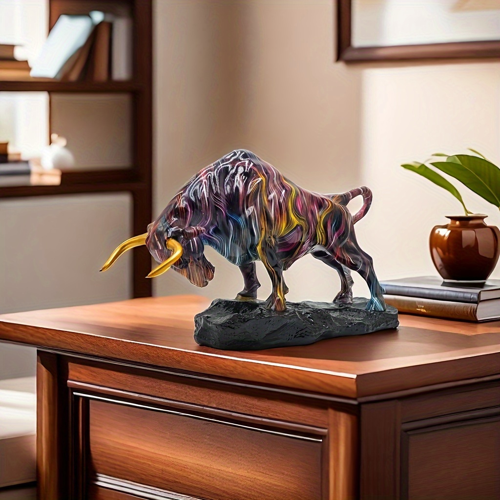 Stunning Bull Sculpture - Symbol Of , Wealth & Power | Elegant Resin Art For Decor