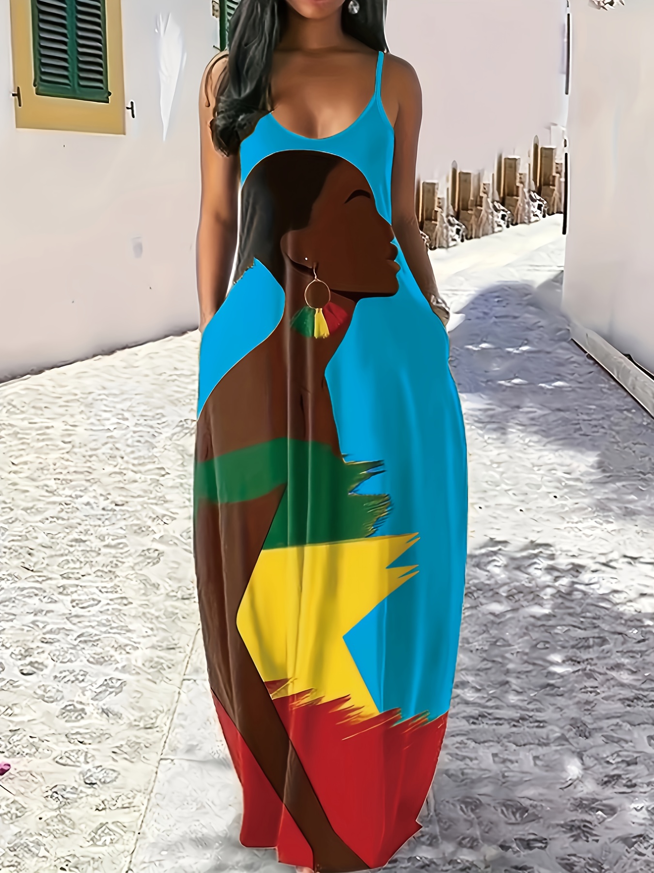 womens plus size sleeveless maxi dress vibrant african - Temu Mauritius