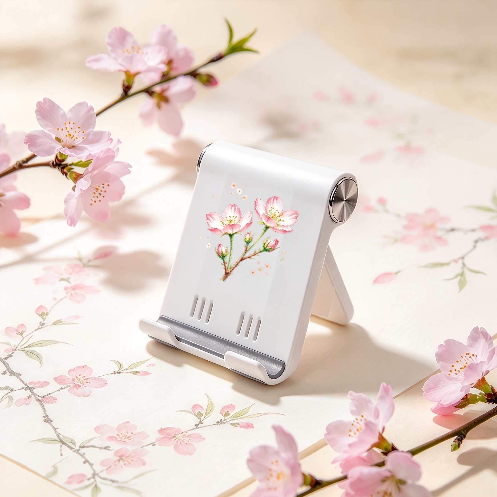 TEMU 1 Support de téléphone à motif floral – Support universel pour téléphones et tablettes – Support de bureau multifonctionnel, pliable et portable