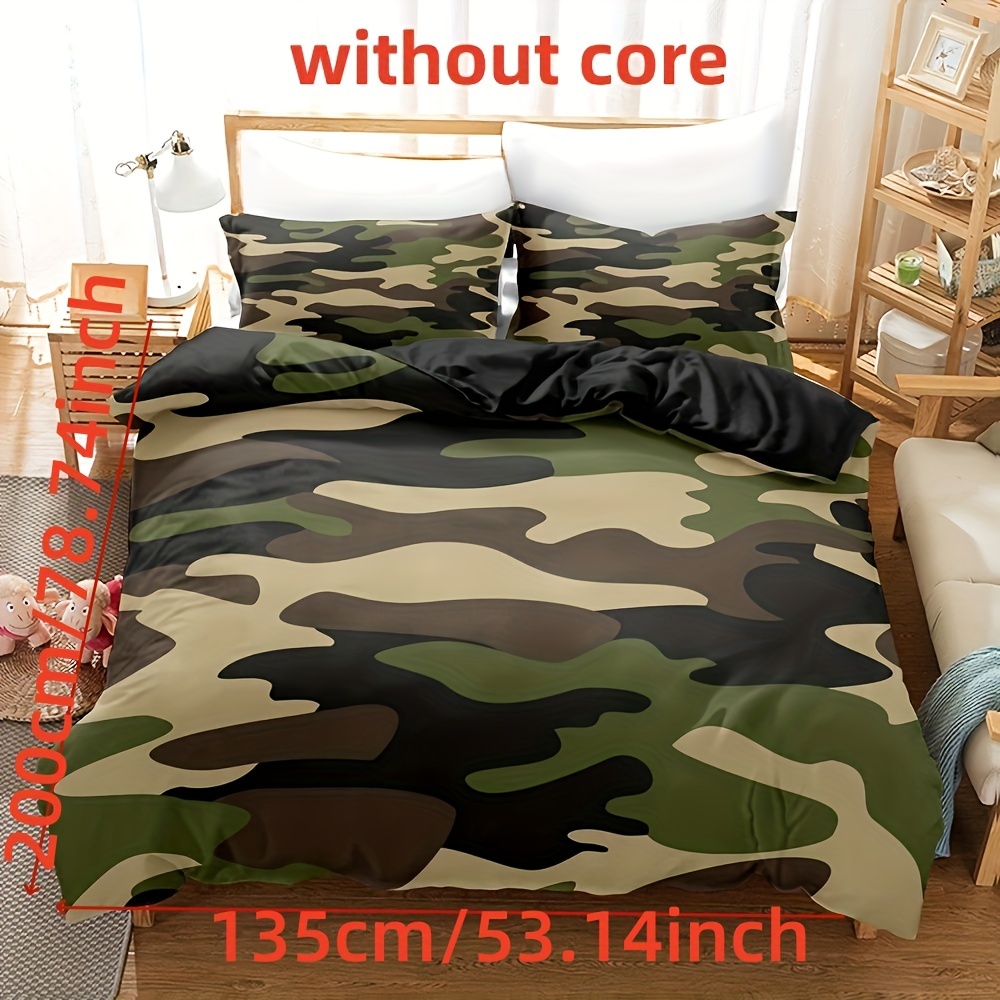 Image of 2/3pcs Duvet Cover Set, Marble Print Digital Printed Camouflage Bedding Set, Soft Comfortable Duvet Cover, For Bedroom, (1*duvet Cover + 1/2*pillowcase, Without Core)