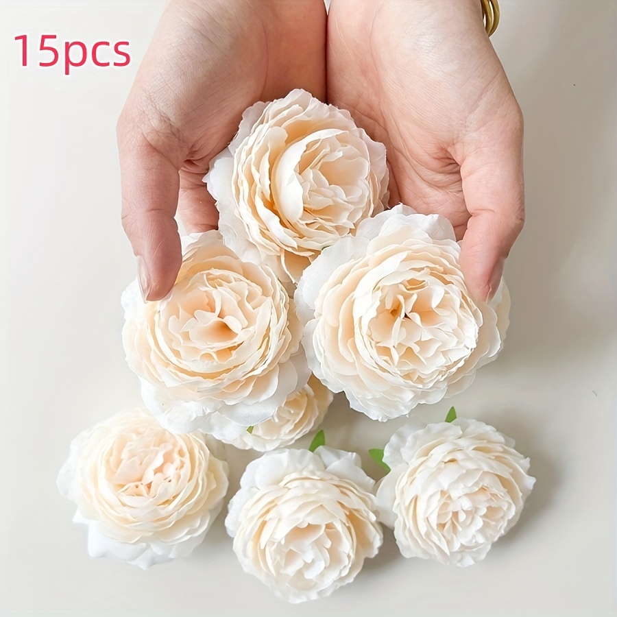 TEMU 15 têtes de fleurs de artificielles, pour , florales, fêtes, décorations de table, décoration intérieure, coiffes de mariée