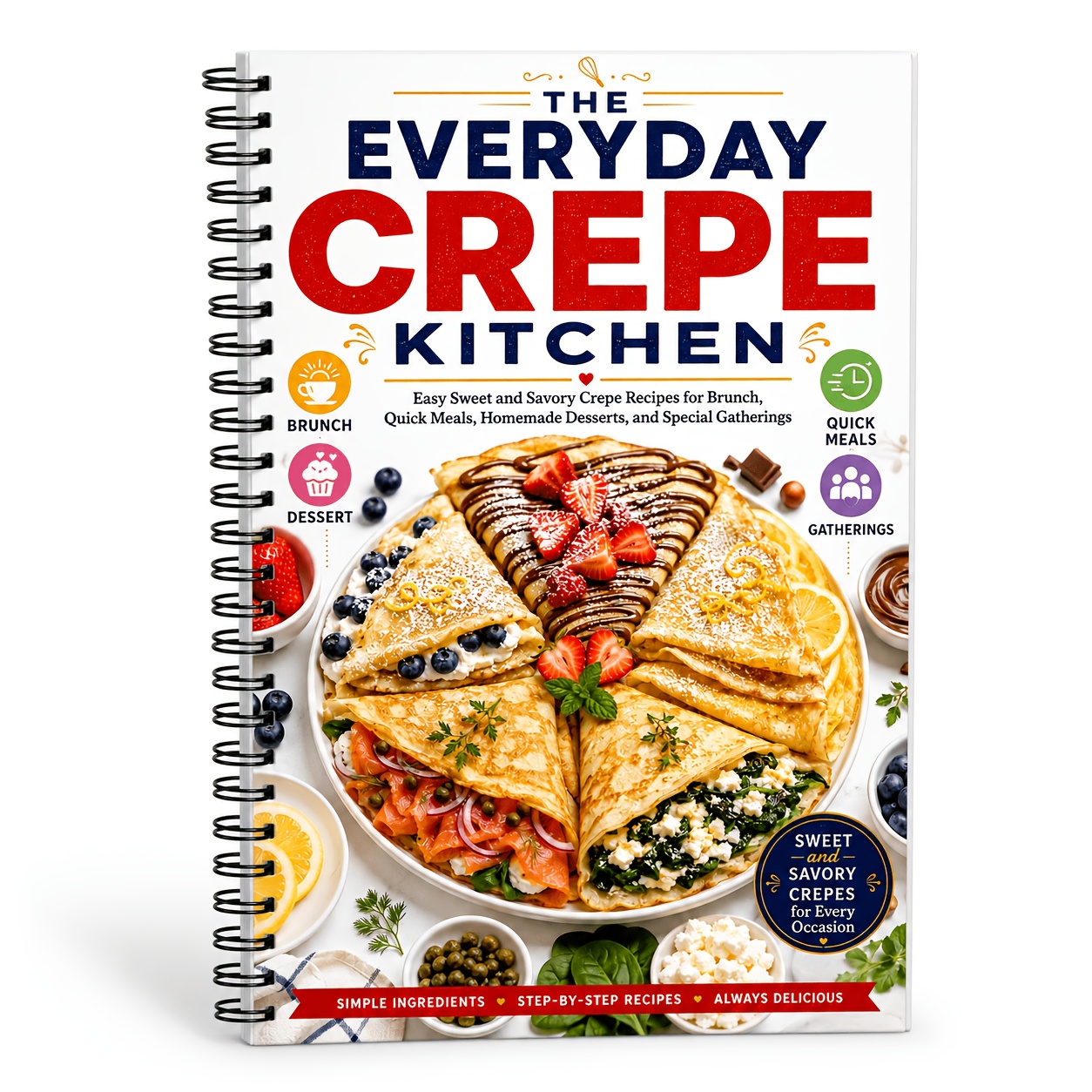 TEMU La Crêperie Quotidienne : Recettes Faciles de Crêpes Sucrées et Salées pour le Brunch, les Repas Rapides, les Desserts Maison et les