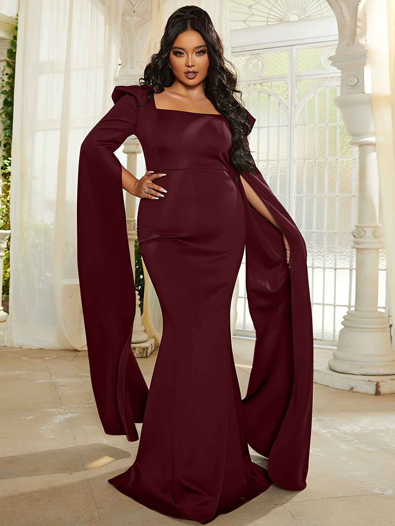 burgundy formal dresses plus size Plus Size Burgundy Sequin Formal Dress| Wedding Outfit|Top Super Deals