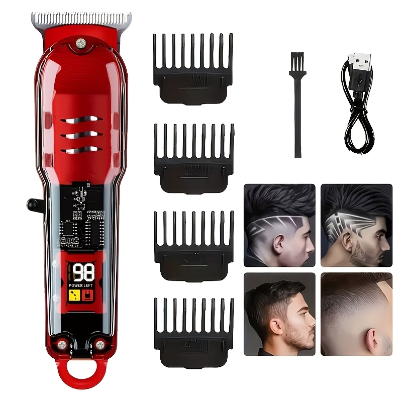 mens electric professional hair clipper and beard trimmer suitable for hairdressing shaving and precise trimming usb rechargeable lcd power display convenient for home and car travel