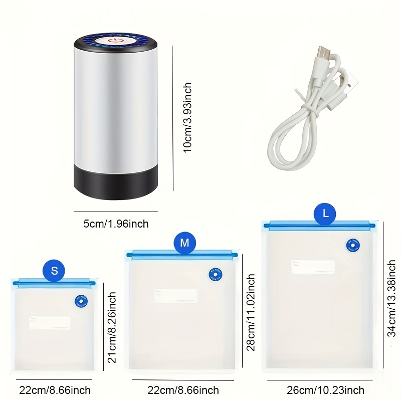 Pompe Vide Air électrique Portable - Scellant Alimentaire USB - 800 MAh - Noir
