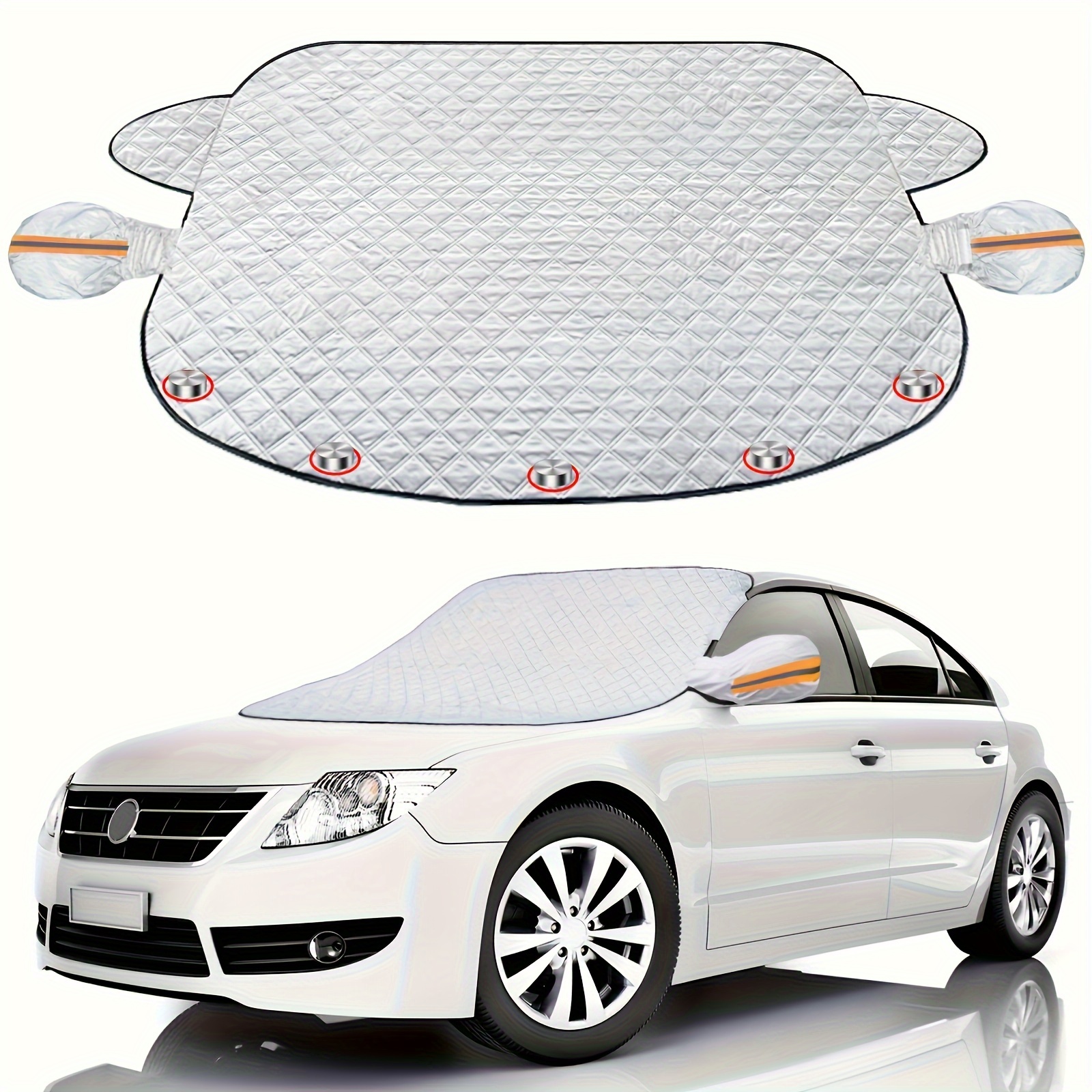 

Magnetic Windshield Snow Cover With Mirror Protectors, Pe Material - Multi-functional Frost, Dust, Sun, And Leaf Guard For Cars, Suvs, Mpvs, And Trucks