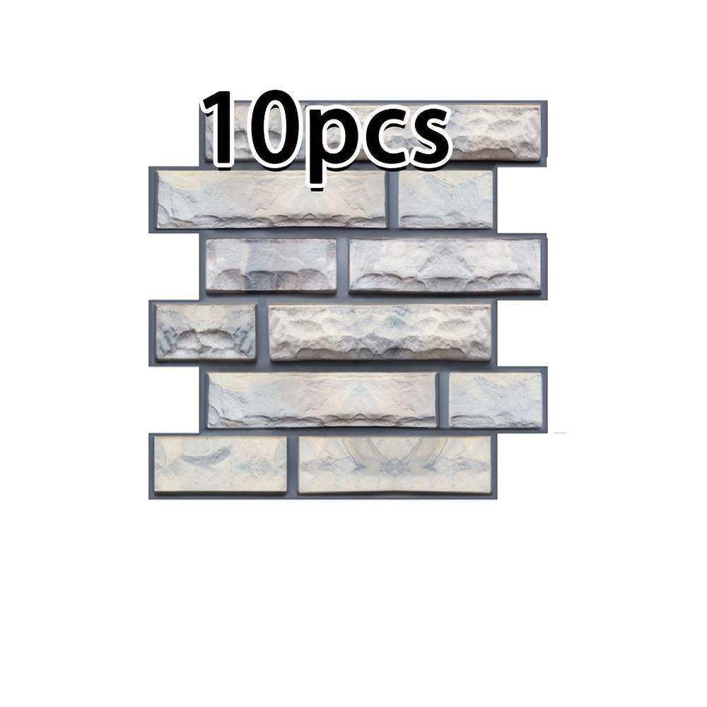10pcs 3d Tile Brick Wall Sticker Self-adhesive Pvc Panel Wallpaper - Perfect For Kitchen, Living Room, Bathroom, Hallway Decor