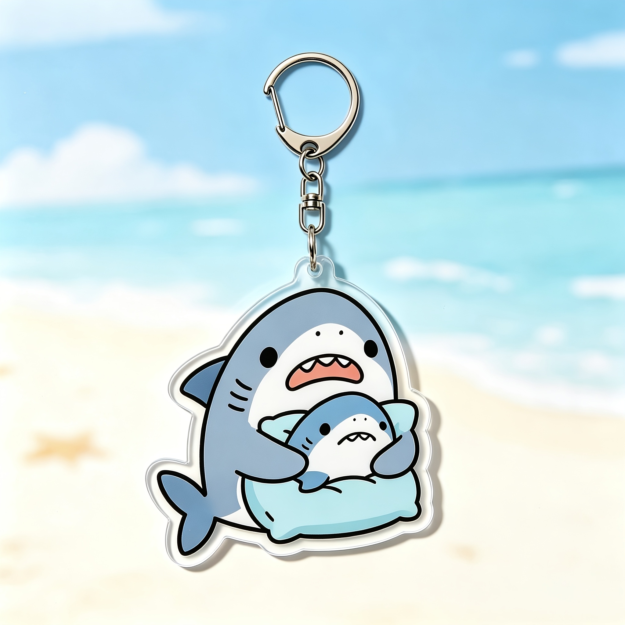 4pcs Funny Little Shark Pattern Acrylic Keychains