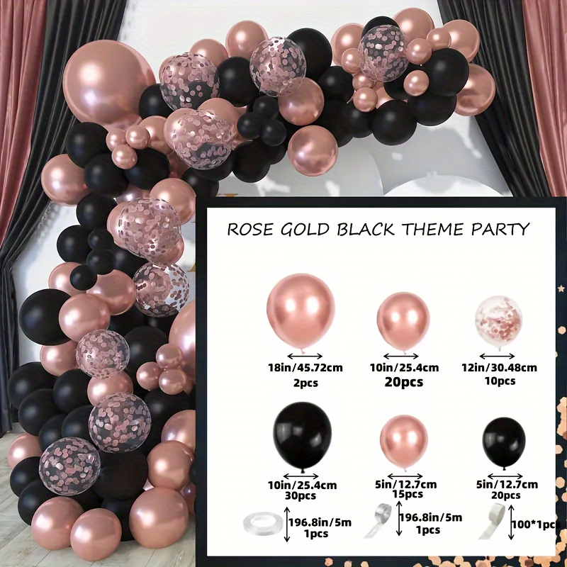 Image of 100pcs, Rose Arch Kit, Rose Party Decorations With Metallic Rose Golden Confetti Balloons Garland For Graduation Baptism Birthday Party Bridal Wedding Decorations