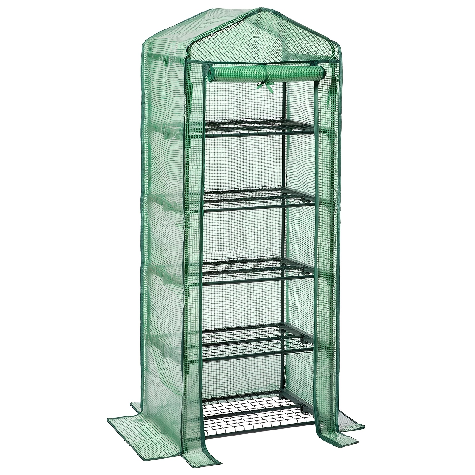 Greenhouse, Balcony Special Tomato Greenhouse, Durable Five-layer Flower Rack, Size 69 X 49 X 193 Cm, Suitable For Terrace Planting Room, Pe Grid Film Design, , Perfect For Garden Use, Green