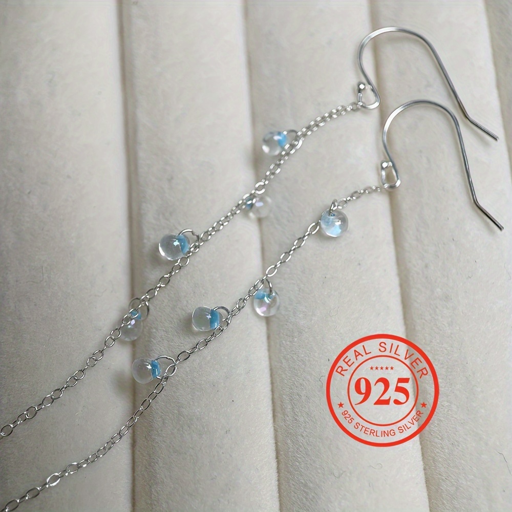 925 Silver Tassel Earrings with Resin Dangles - Nautical Style