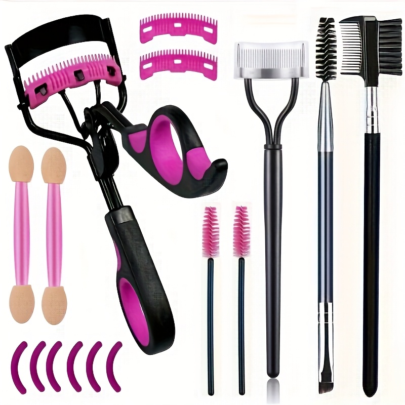 

Eyelash Curler Eyebrow Comb Set , Eyelash Curler With Comb, Mascara Separator, Eyelash Comb, Eyebrow Brush, Eyeshadow Brush, 2 Eyeshadow Brushes, 6 Eyelash Curler Replacement Strips, And Lift Lashes.