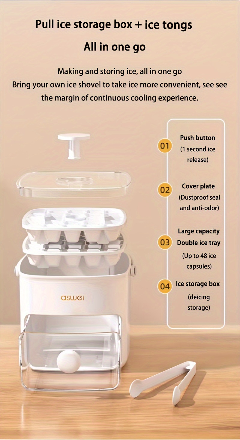 food grade large capacity   tray double layer 48 cube mold an effortless ice maker for producing large quantities of ice designed for use with a refrigerator made from safe lead free materials suitable for home and celebration use essential for christmas parties and new year   details 3