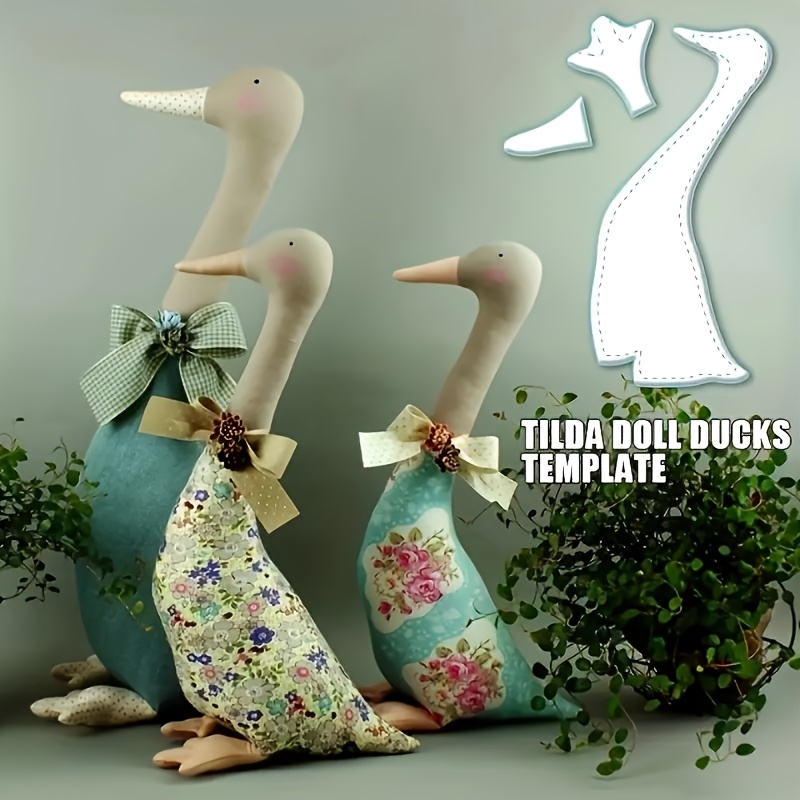 E-shop 3-teiliges Set mit niedlichen Enten-Puppen-Nähvorlagen, transparente Muster-Vorlagen, geeignet für Quilten, Freihandnähen und Maschinensteppen,