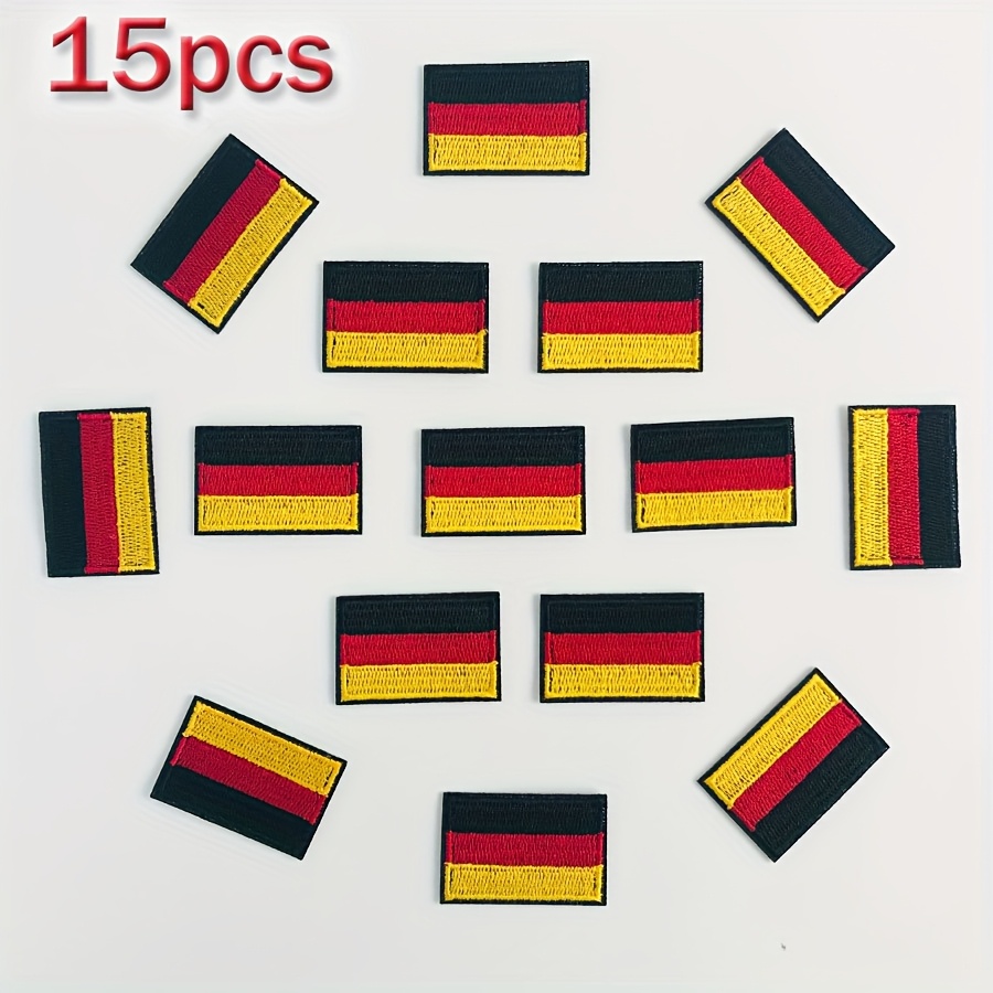 J.carp 15pcs Small Size German Flag Iron-on Patches For Iron-on Decals On Clothes, T-shirts, Backpacks, Hats, Jeans And Jackets