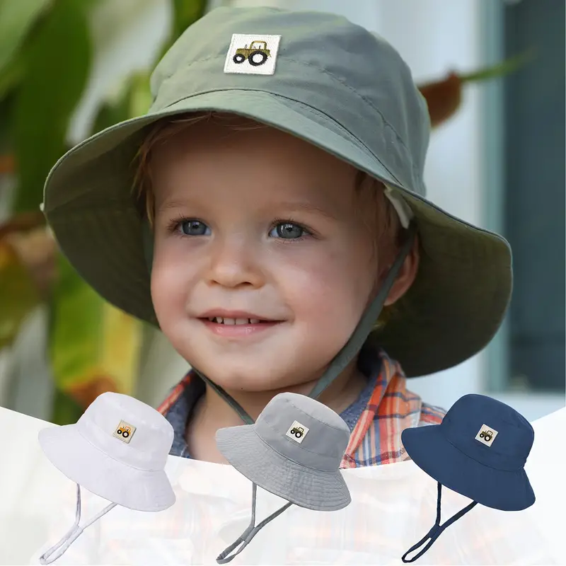 1pc Baby Sun Hat, Bucket Hats, Toddler Summer Sun Protection, Wide Brim Bucket Beach Hats for Baby Boy and Girl, Adjustable Kid Temu