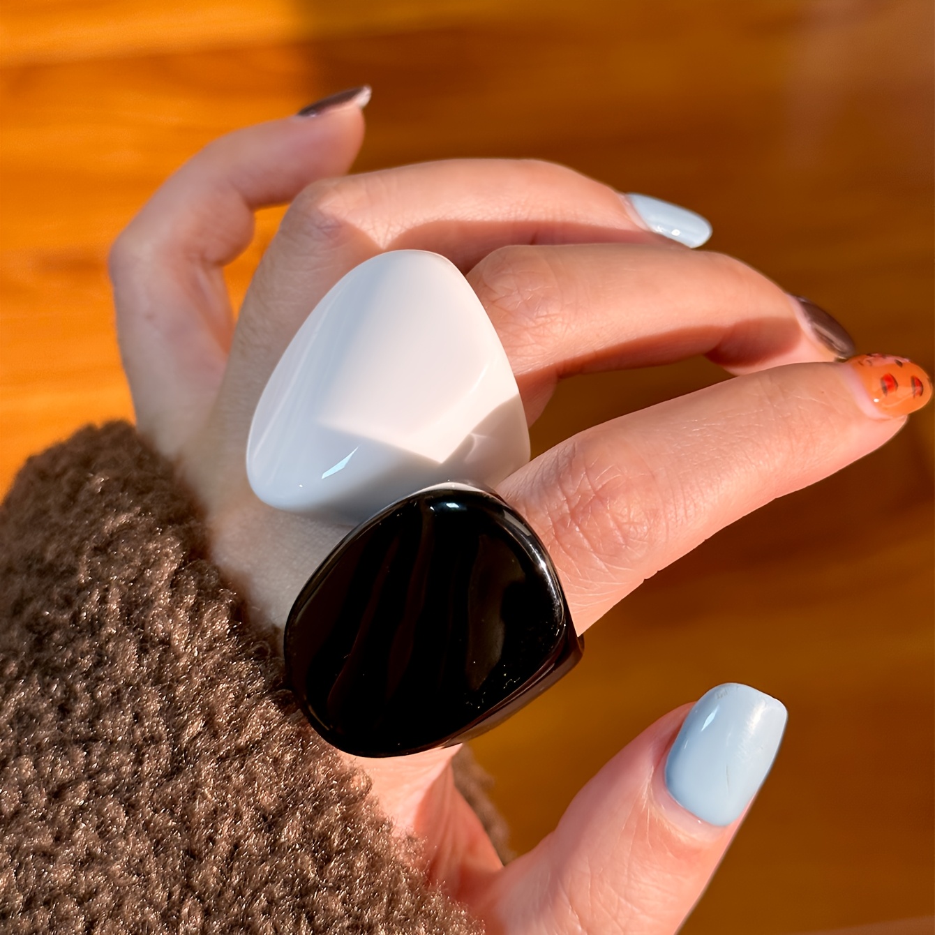 2pcs Boho & Resin Rings Set for Casual Parties & Festivals