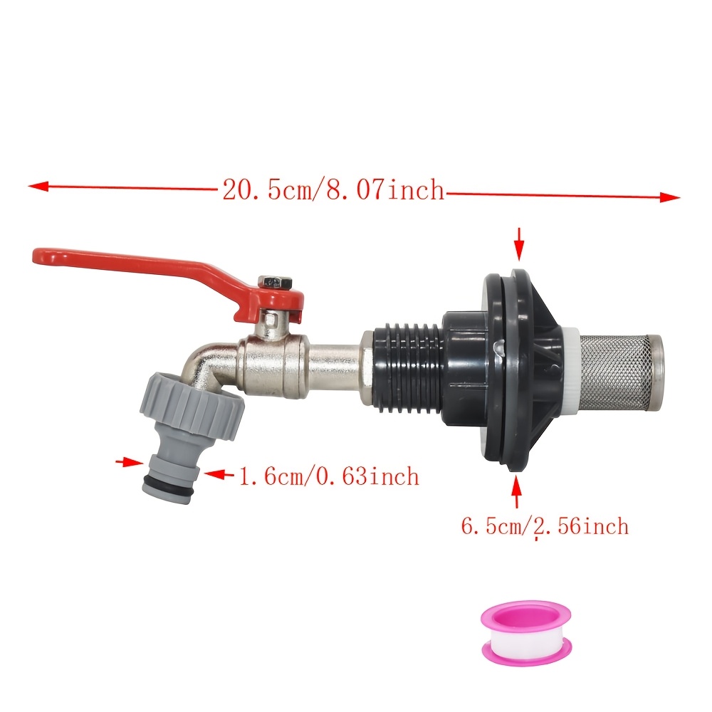 Image of 1 Set Of Alloy Faucets Additions | Pvc Rainwater Bucket Valve Kit Suitable For Aquariums And Livestock Drinking Water, Universal Fish Tank Hose Connection Irrigation And Drainage Adapter