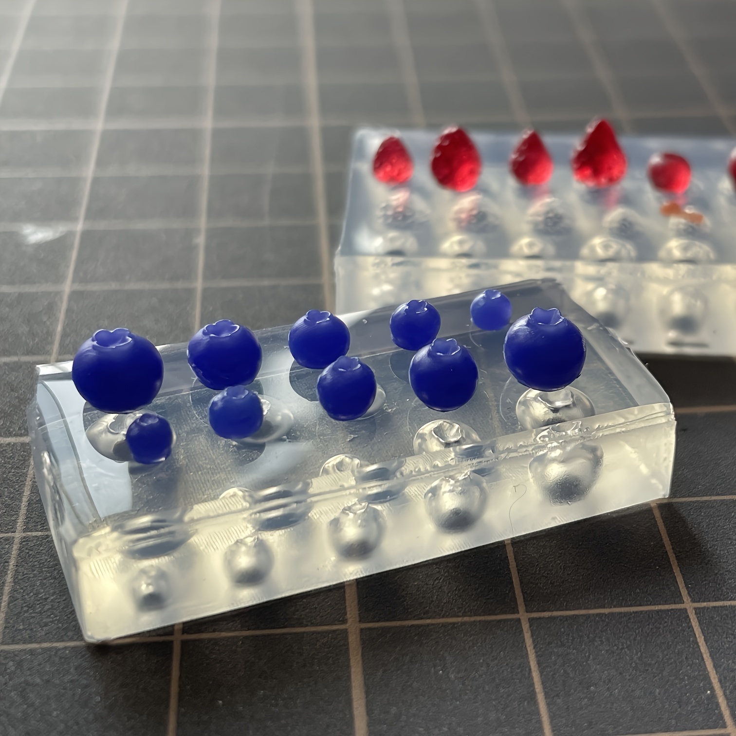 

Silicone Resin Casting Molds Set - Rectangle Shaped With Strawberry, Blueberry, And Floral Designs For And Craft Making