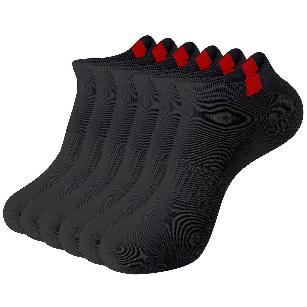 E-shop 6 Paar Herren Bambus Knöchelsocken in Unifarben für den täglichen Gebrauch - Kurze, weiche und atmungsaktive Sneaker Socken in Schwarz, Grau und