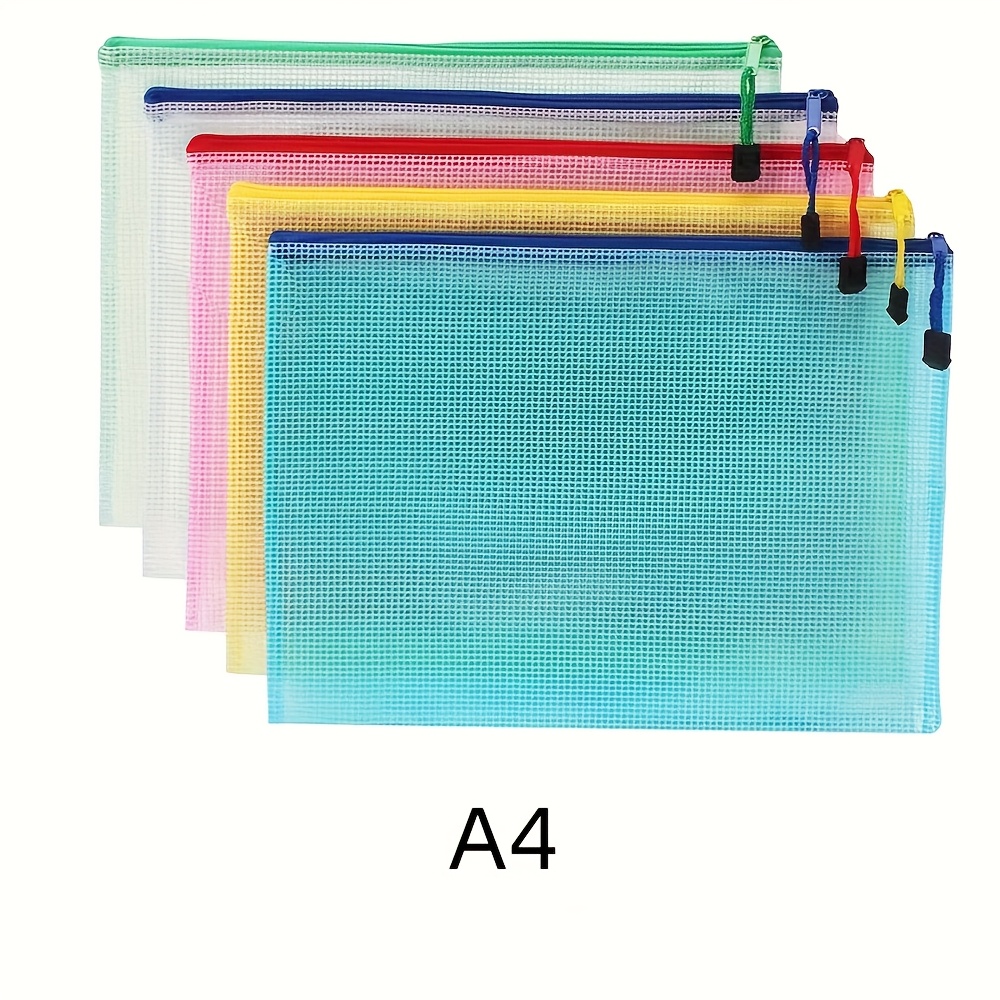 5 Pack Mesh Zipper Bags (random Colors) - Pvc Storage Pouches For Travel, School, Home
